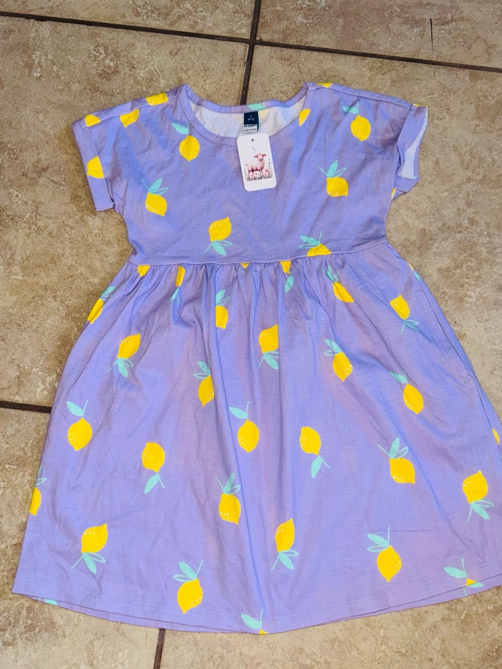 Old Navy Lavender Dress with Yellow Lemon Print